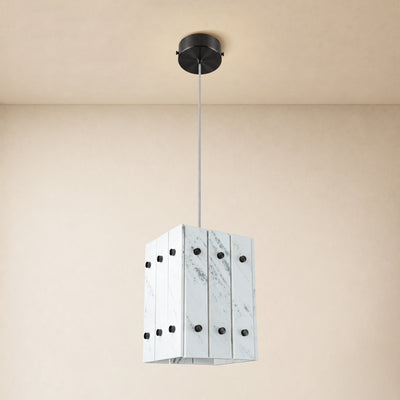 Pietra White Stone Box Pendant 6.6"W