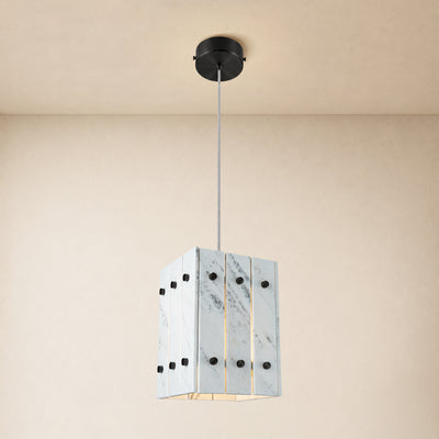 Pietra White Stone Box Pendant 6.6"W