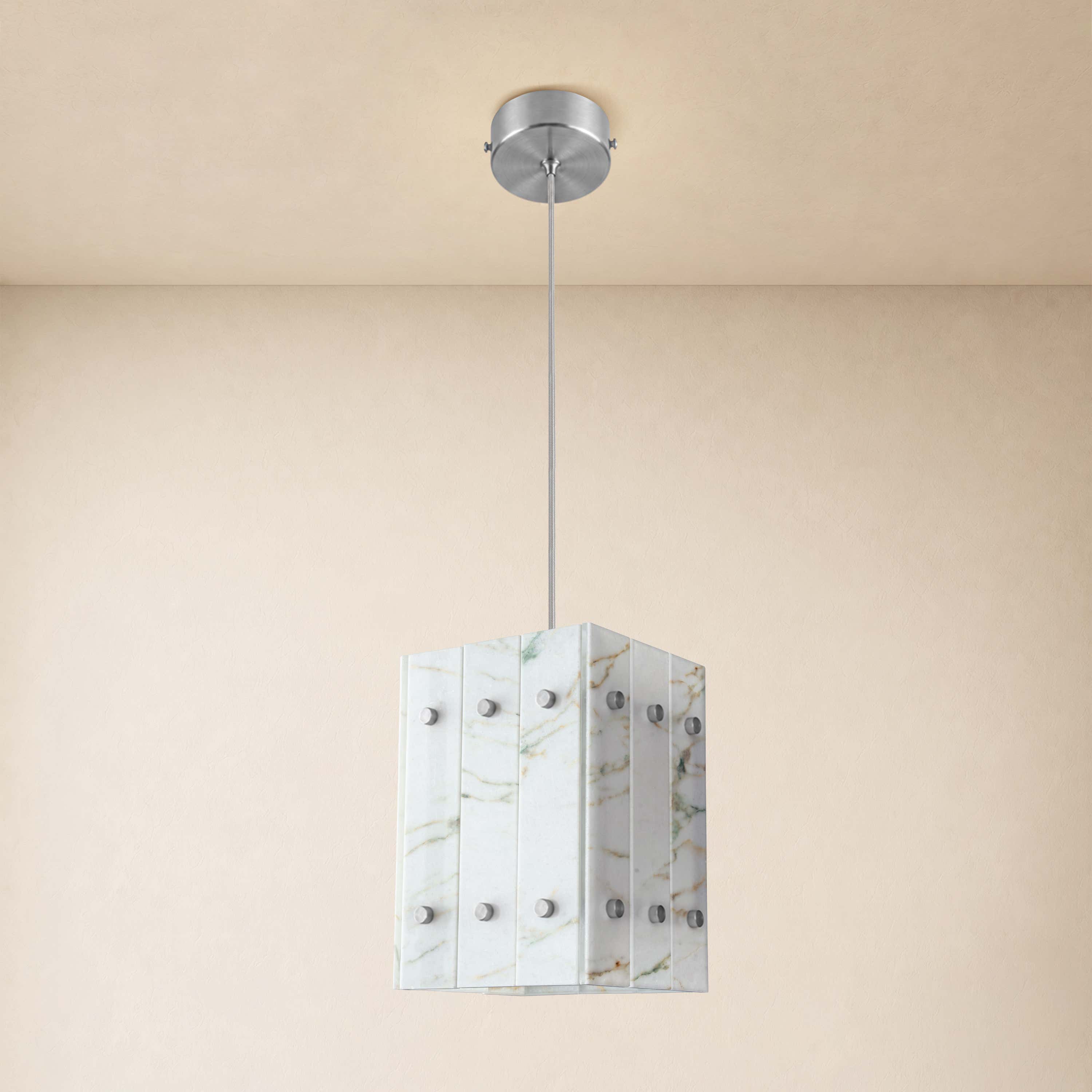 Pietra Green Marble Box Pendant 6.6"W