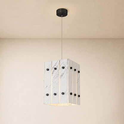 Pietra White Stone Box Pendant 6.6"W