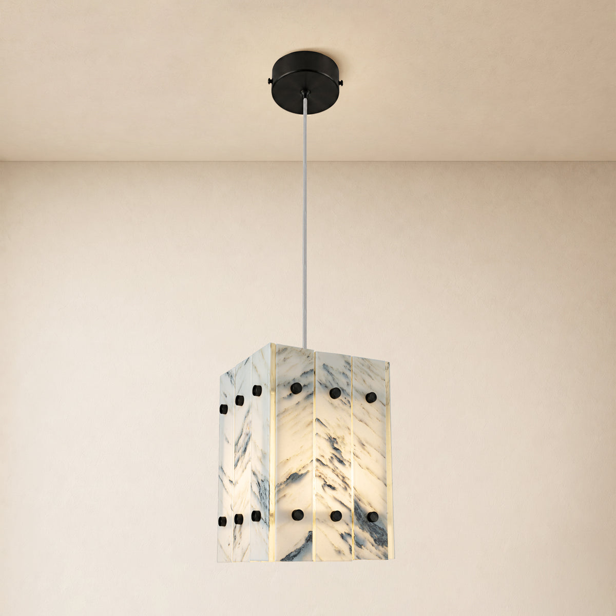 Pietra Quartz Box Pendant 6.6"W