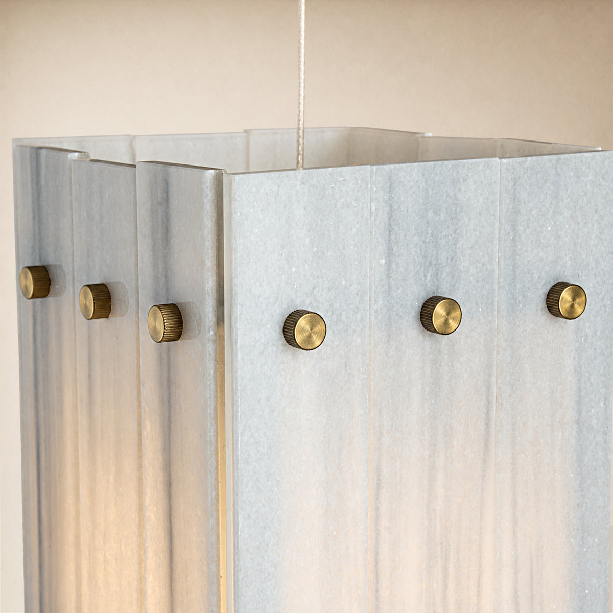 Pietra White Marble Box Pendant Light 6.6"W