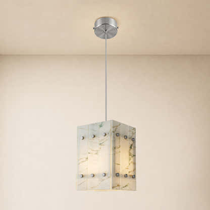 Pietra Green Marble Box Pendant 6.6"W