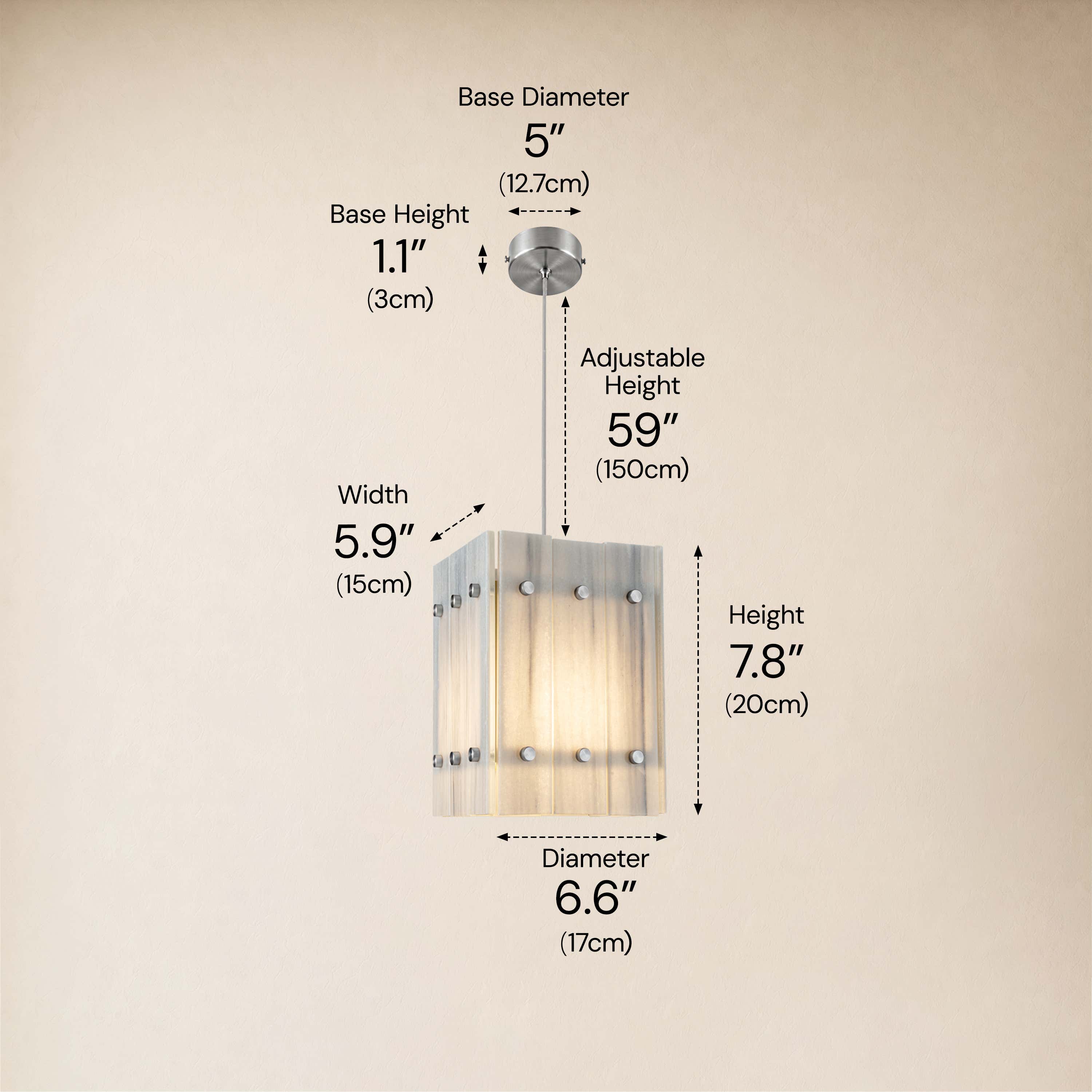 Pietra Marble Round Pendant Light 6.6"D