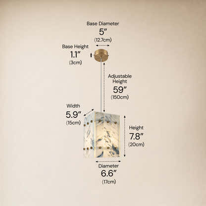 Pietra Quartz Box Pendant 6.6"W