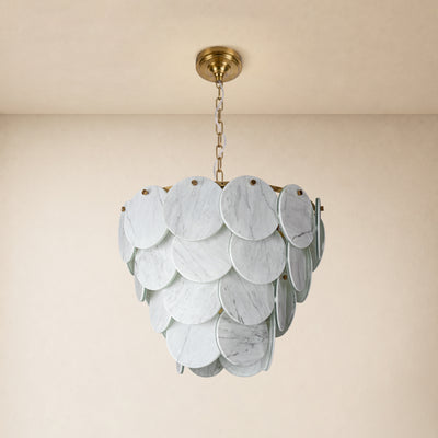 Pietra Silver Vein Marble Round Disc Pendant 16.1"D
