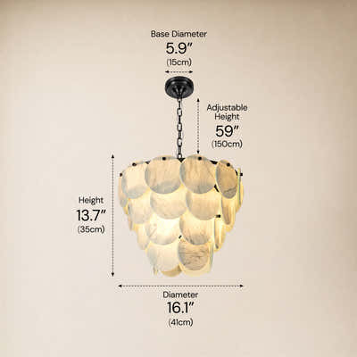 Pietra White Marble Round Disc Pendant 16.1"D