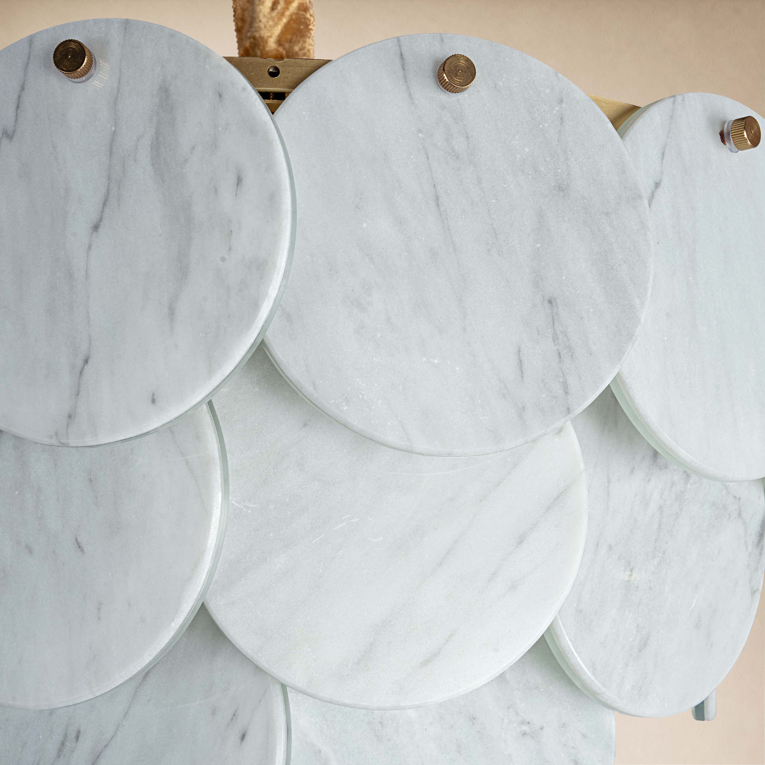 Pietra White Marble Round Disc Pendant 16.1"D