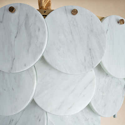 Pietra White Marble Round Disc Pendant 16.1"D