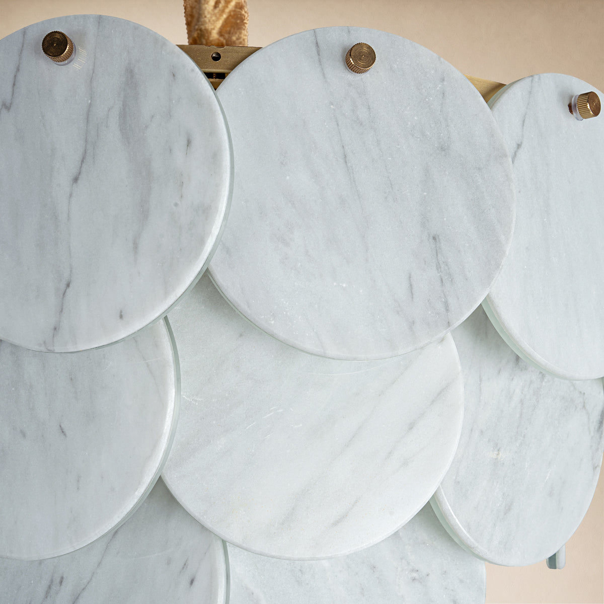 Close-up of white marble veining on Pietra lighting