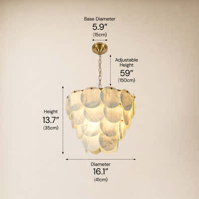 Pietra White Marble Round Disc Pendant 16.1"D
