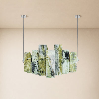 Pietra Emerald Green Marble Linear Chandelier 27.5"W
