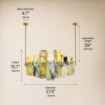 Pietra Green Marble Linear Chandelier 27.5"W