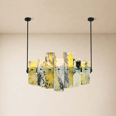 Pietra Green Marble Linear Chandelier 27.5"W