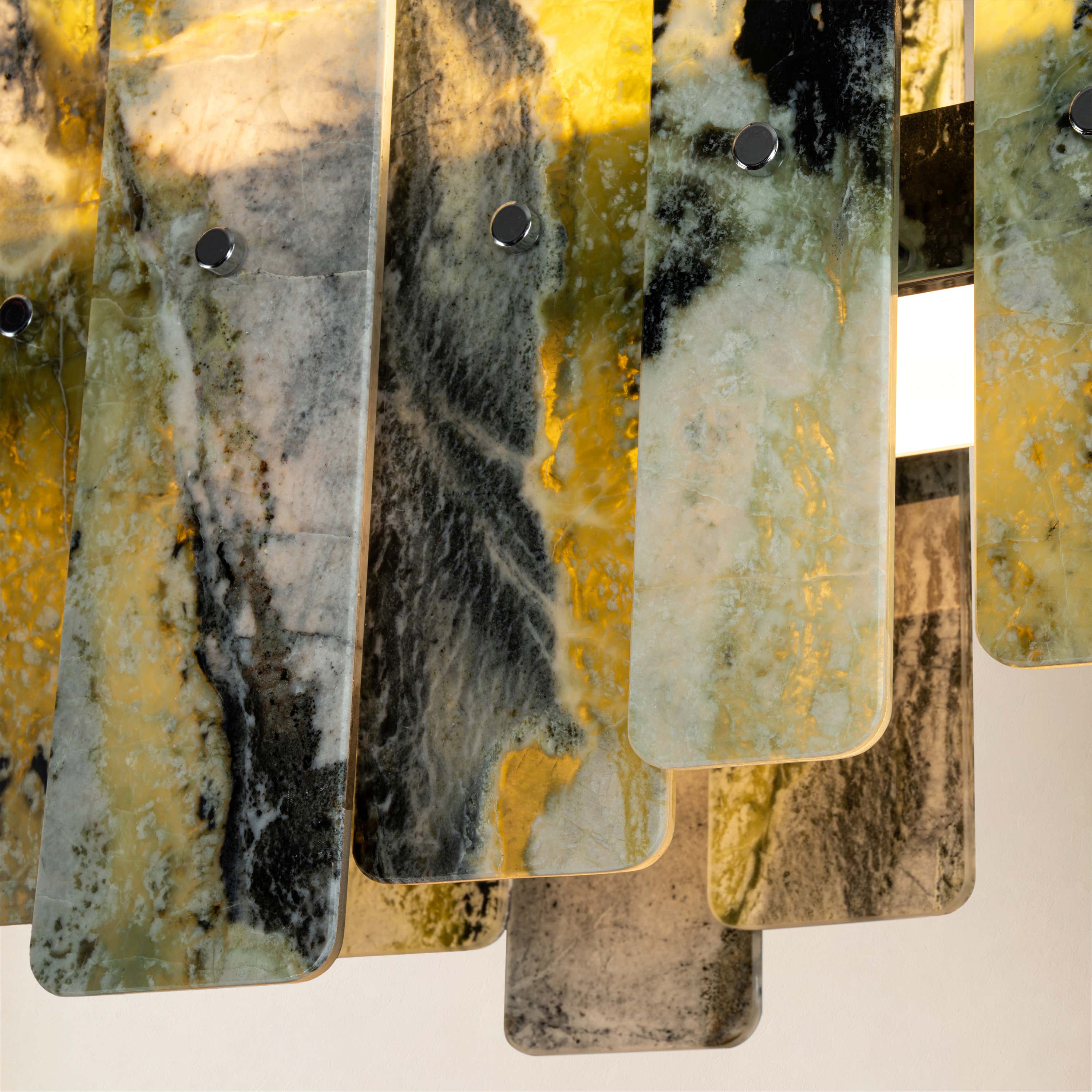 Pietra Green Marble Linear Chandelier 27.5"W