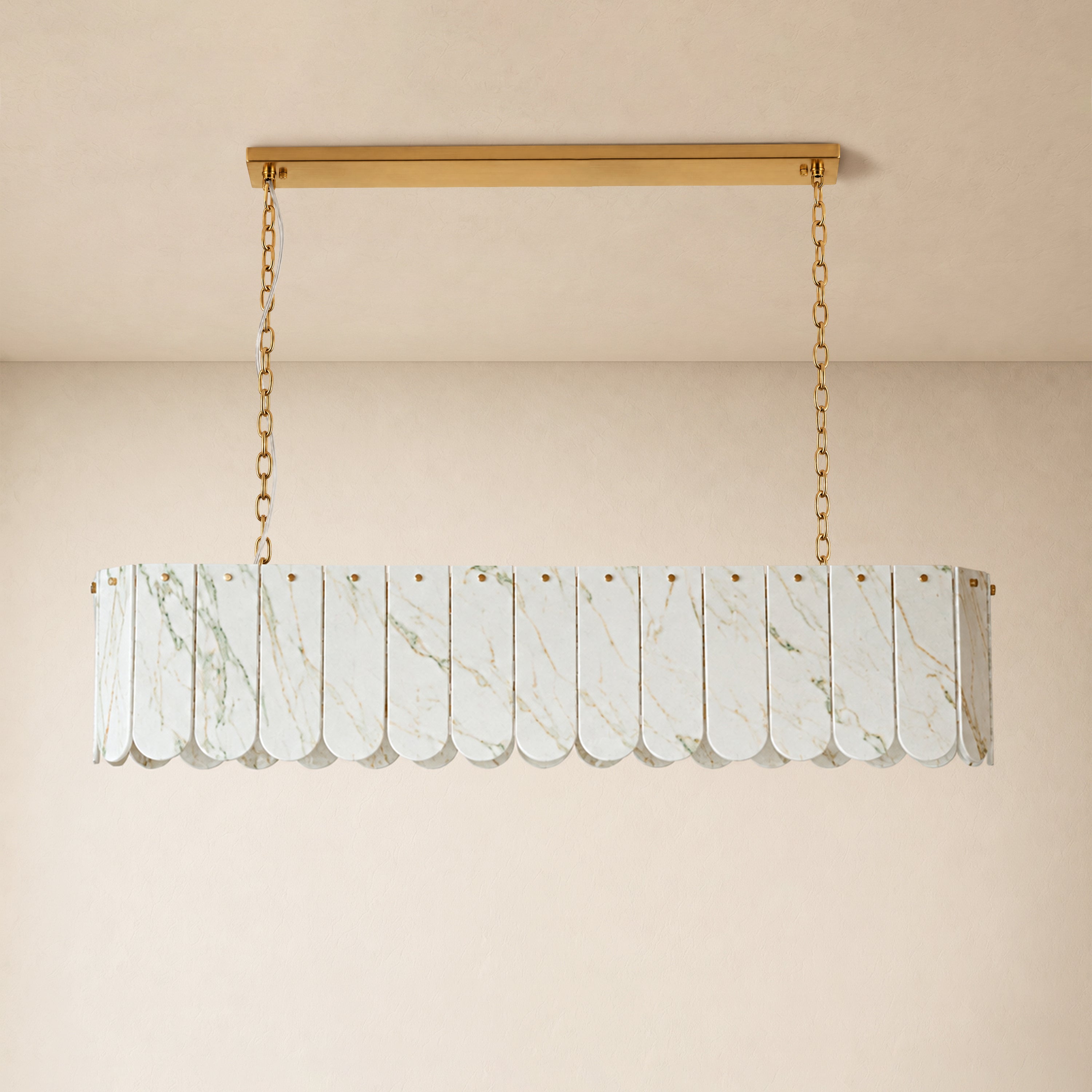 Pietra White Quartzite Linear Panel Chandelier 35.4"W