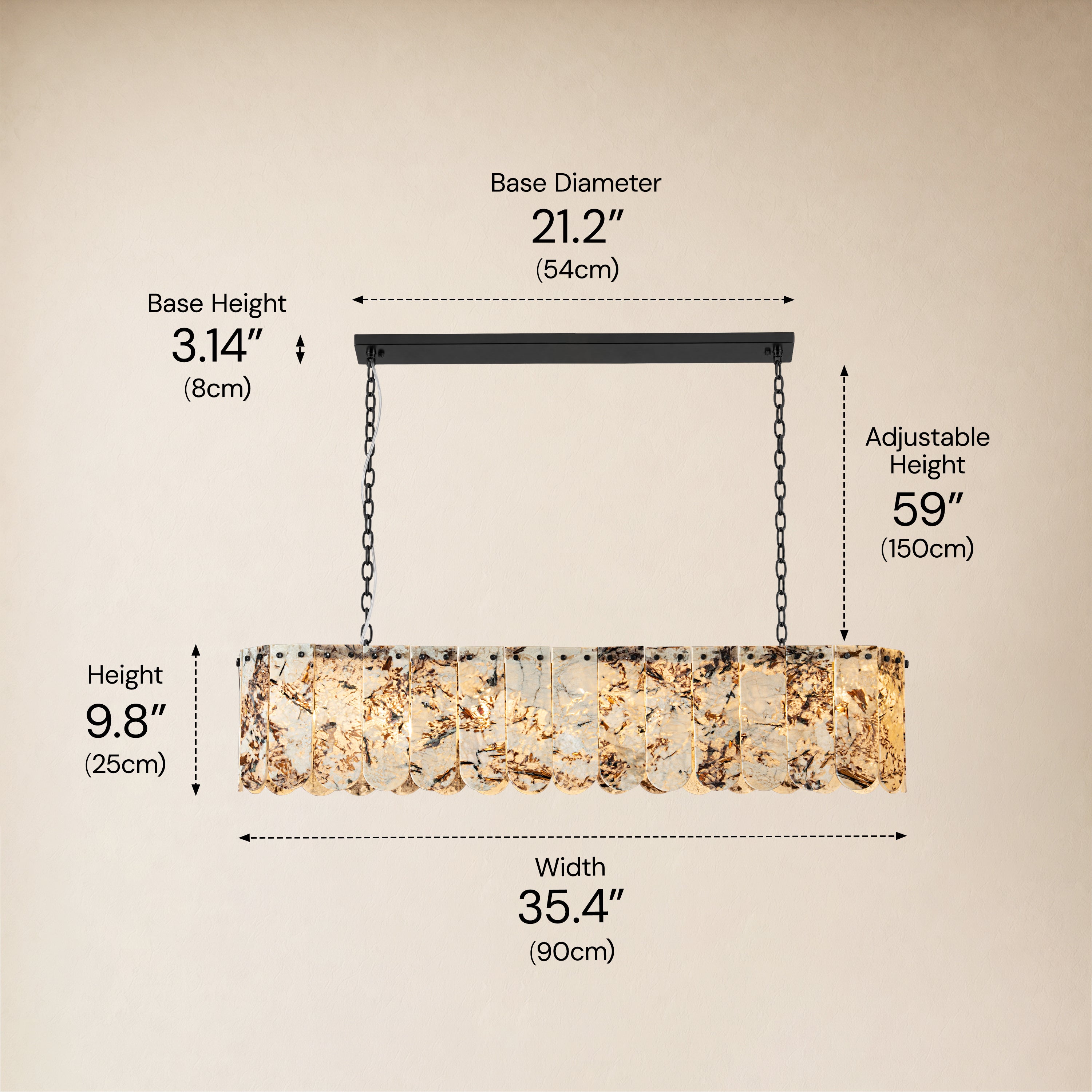 Pietra Quartzite Linear Panel Chandelier 35.4"W