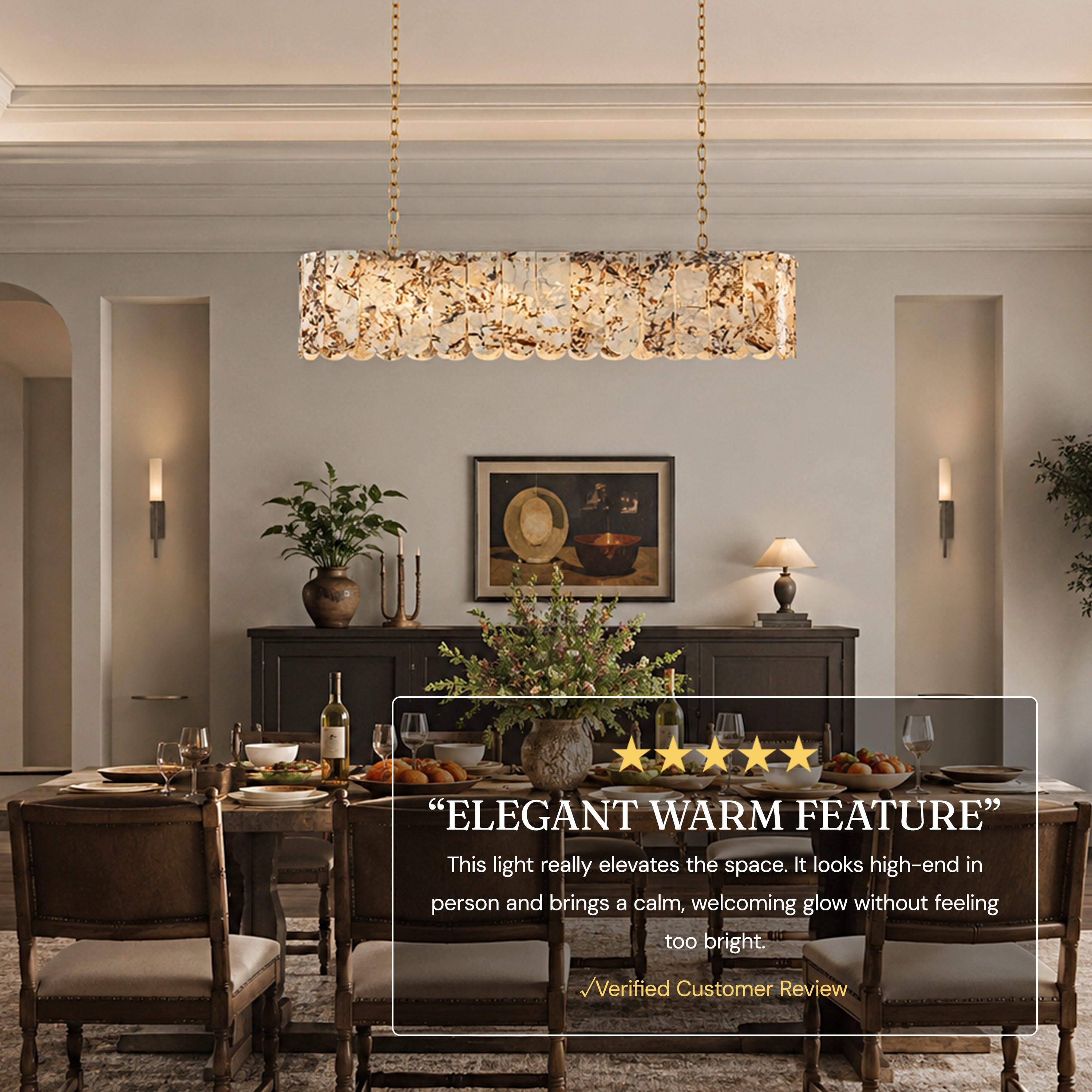 Pietra Quartzite Linear Panel Chandelier 35.4"W
