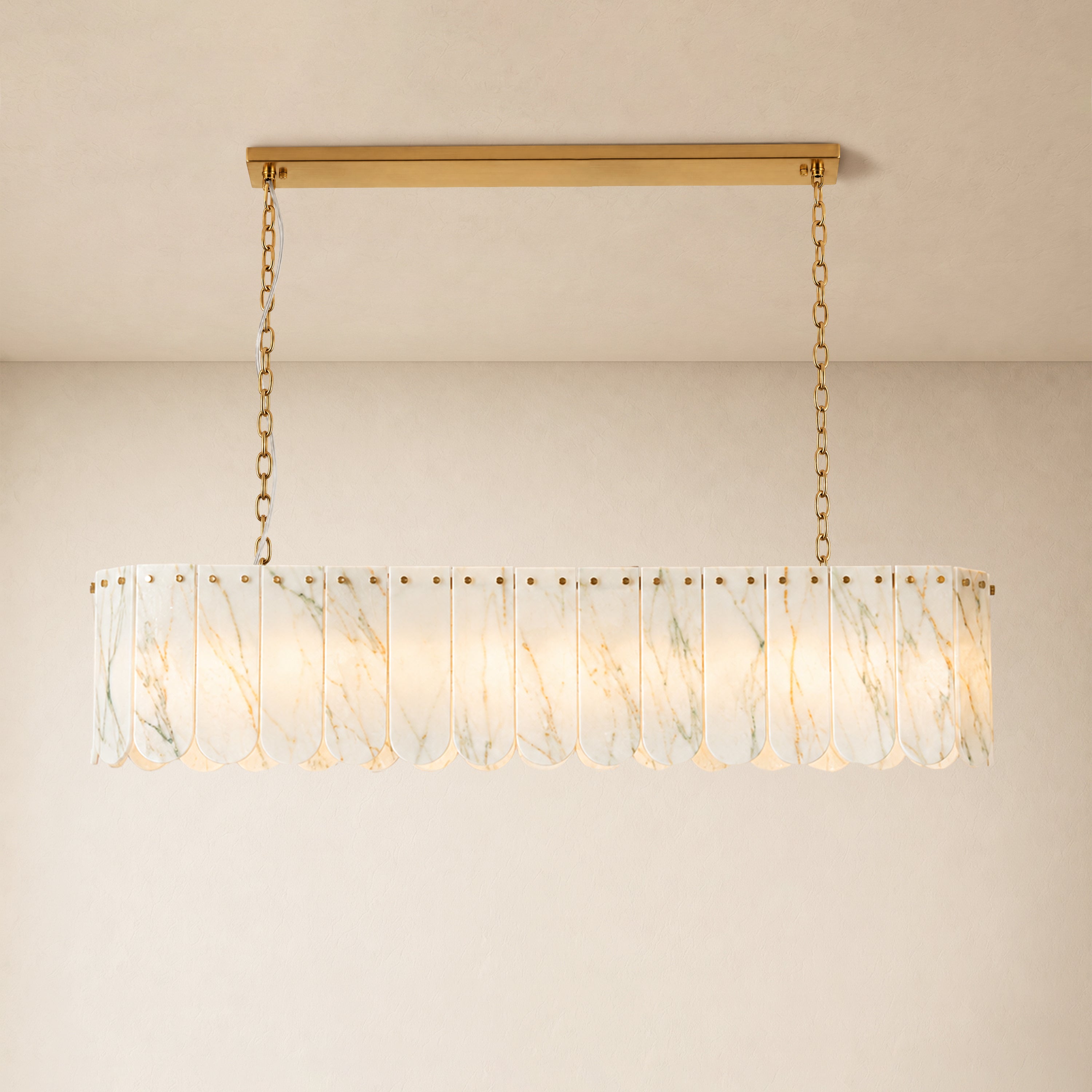Pietra White Quartzite Linear Panel Chandelier 35.4"W
