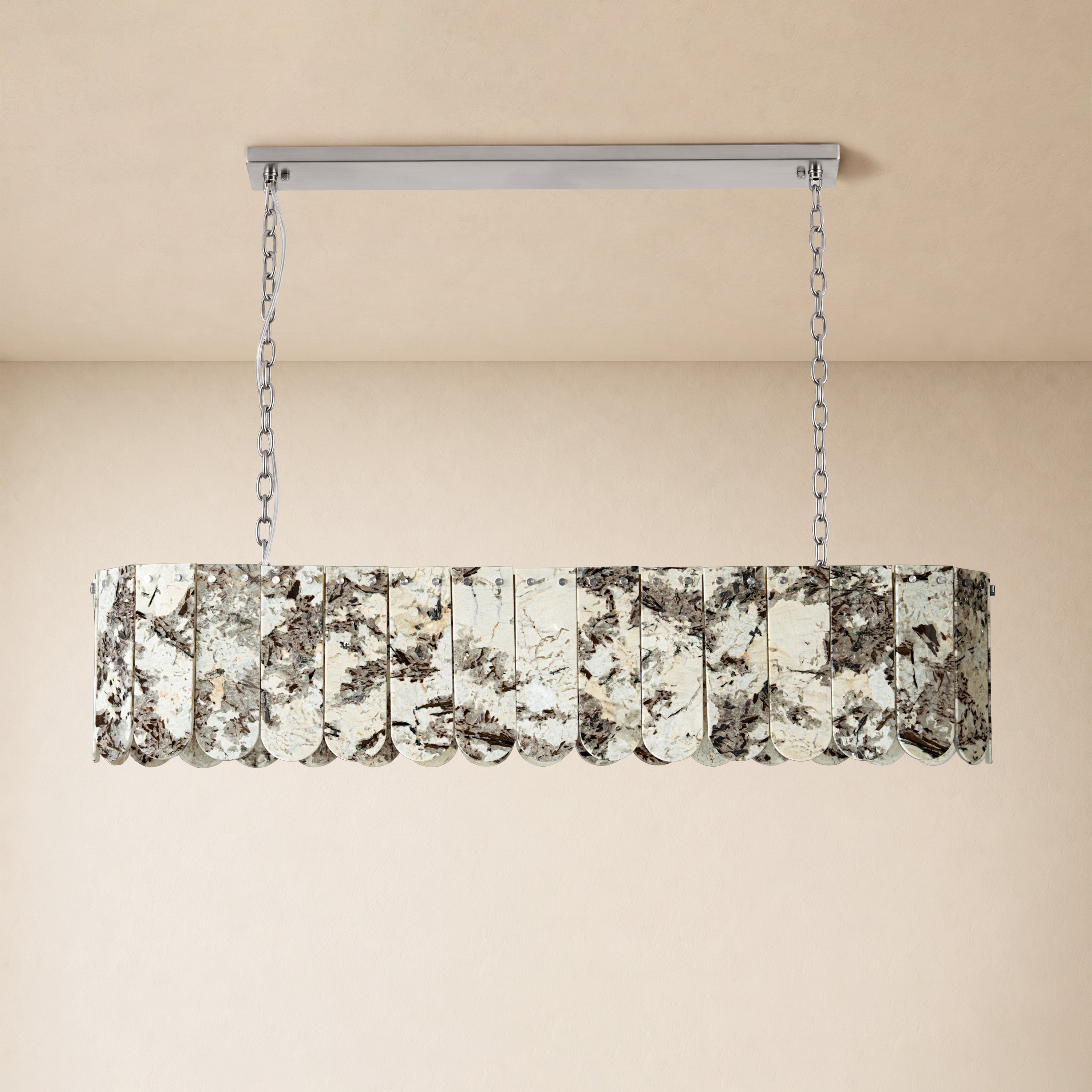 Pietra Snowflake Marble Rounded Linear Chandelier 35.4"W