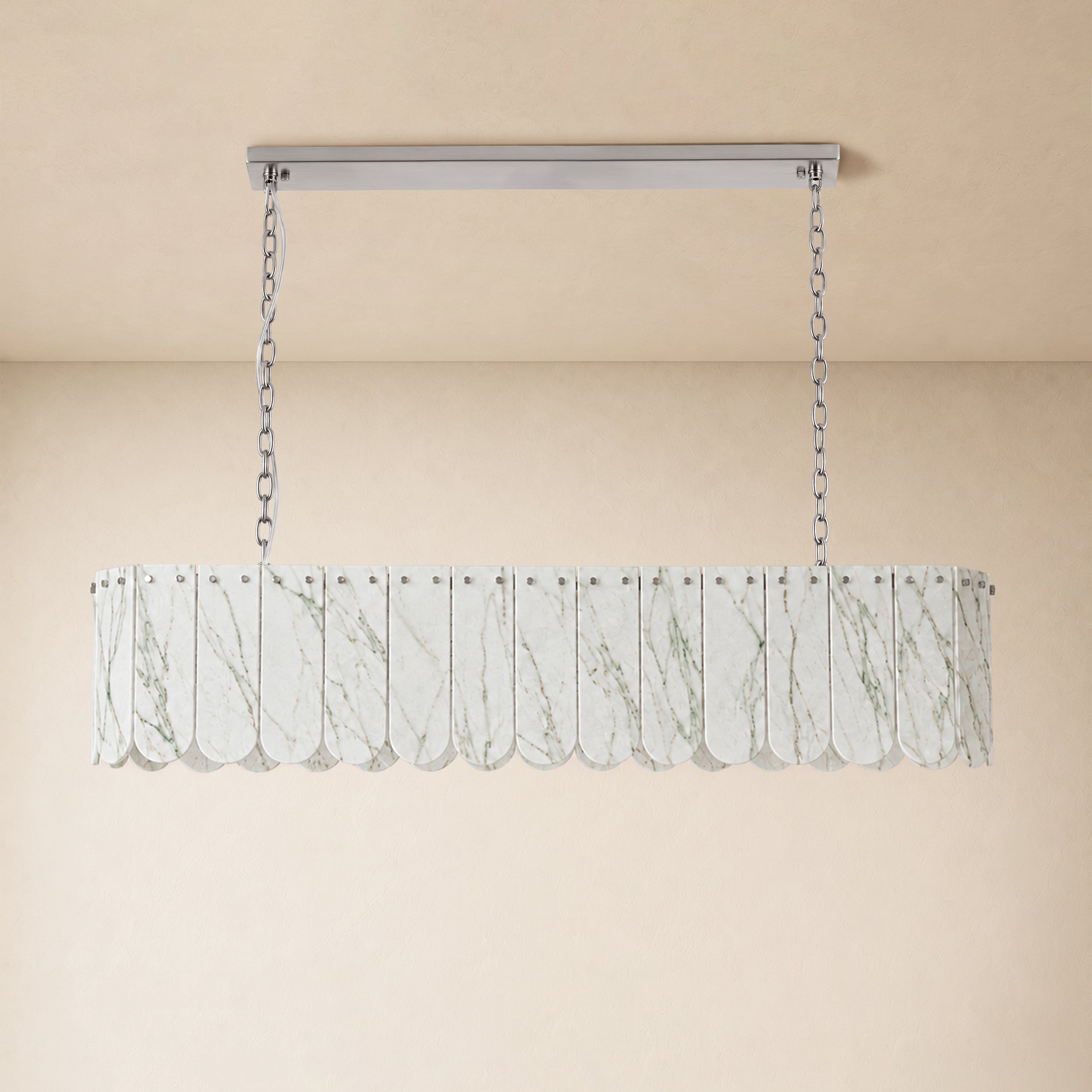 Pietra White Quartzite Linear Panel Chandelier 35.4"W