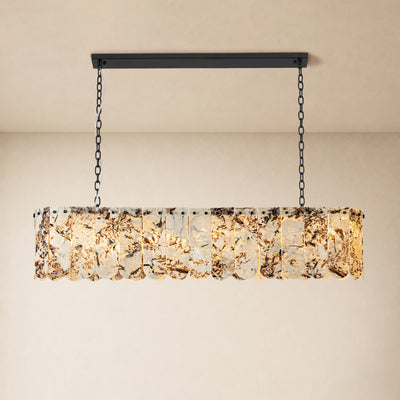 Pietra Snowflake Marble Rounded Linear Chandelier 35.4"W
