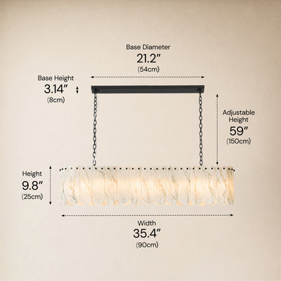 Pietra White Quartzite Linear Panel Chandelier 35.4"W