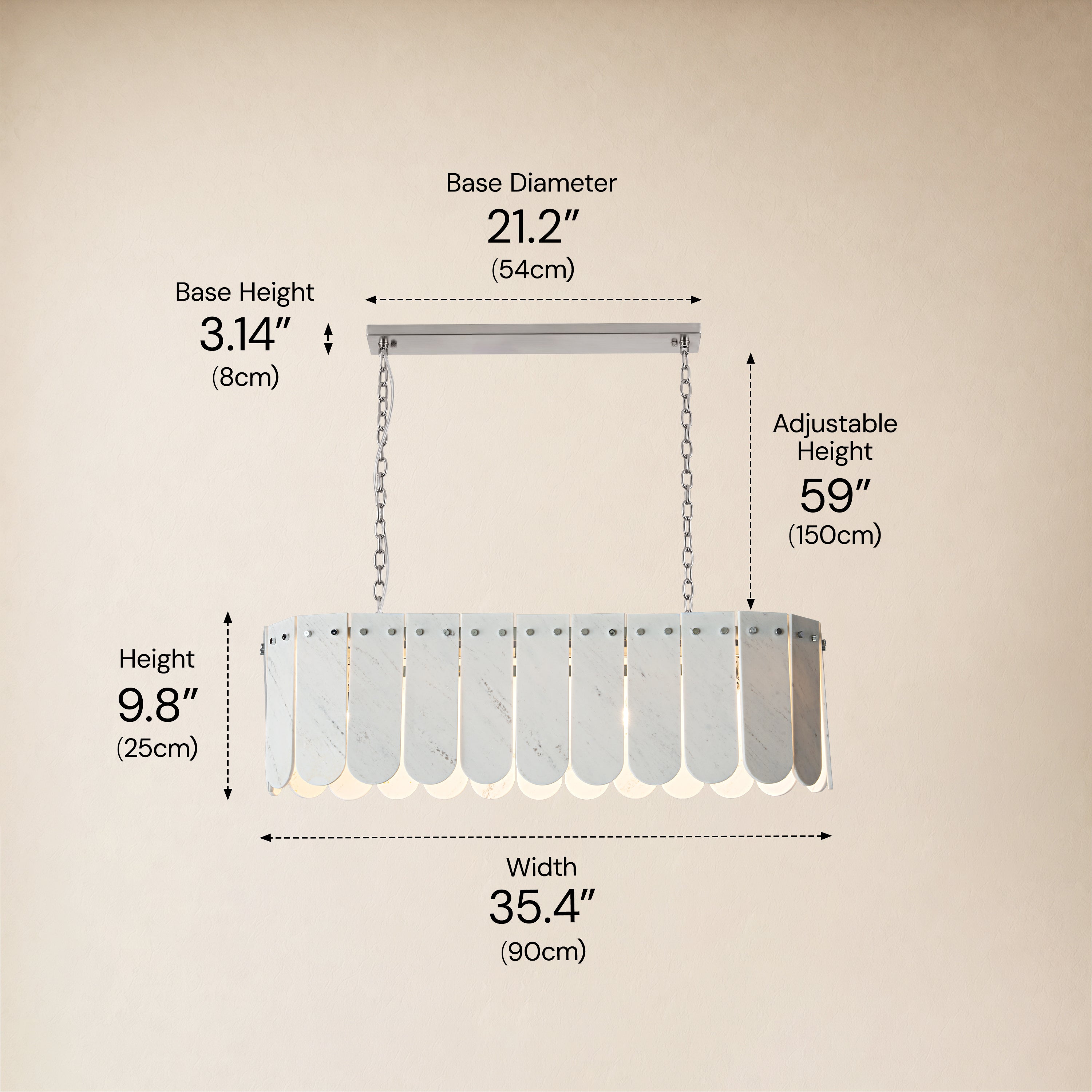 Pietra Marble Linear Chandelier 35.4"W