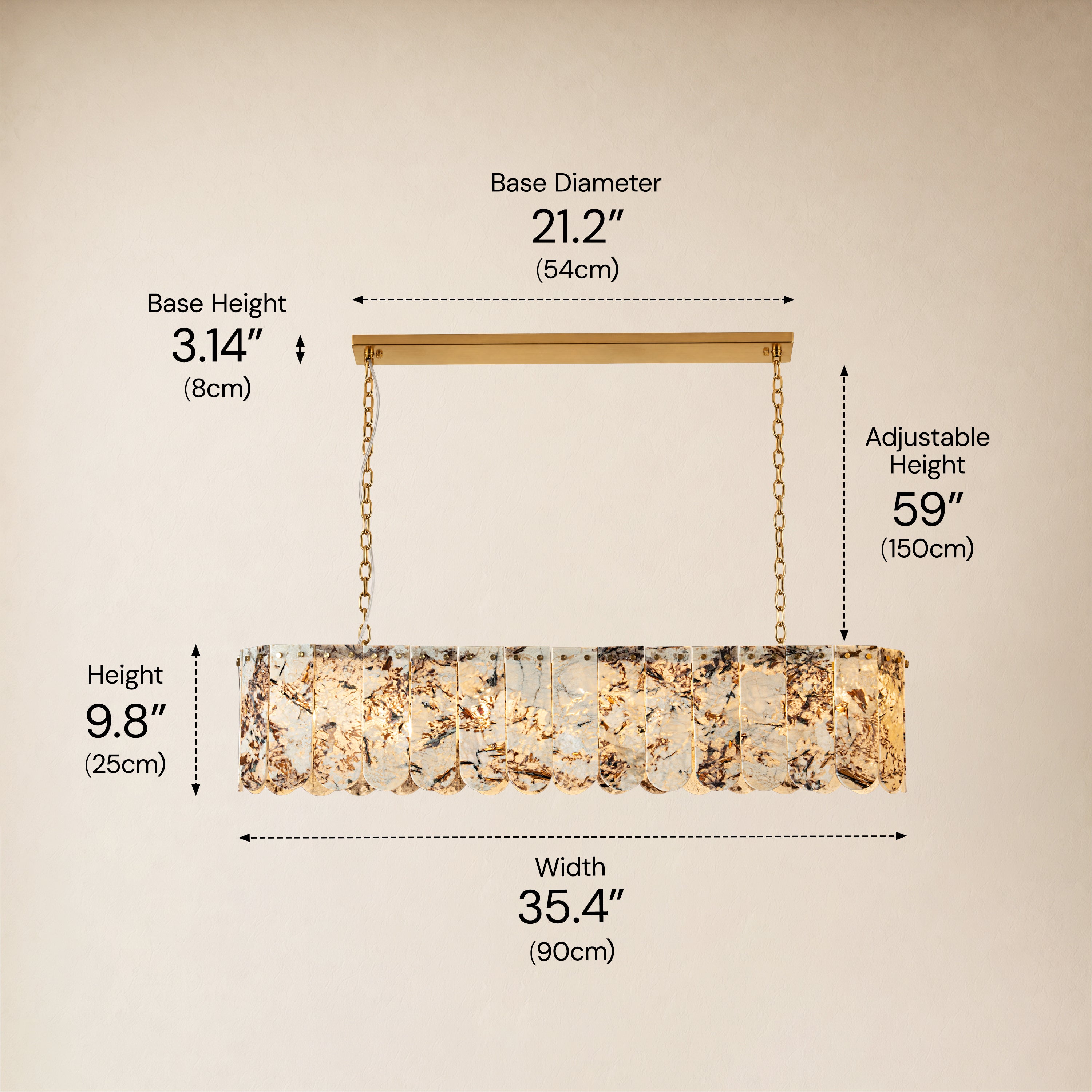 Pietra Quartzite Linear Panel Chandelier 35.4"W