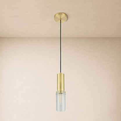 Briar Ribbed Glass Cylinder Pendant 12"H