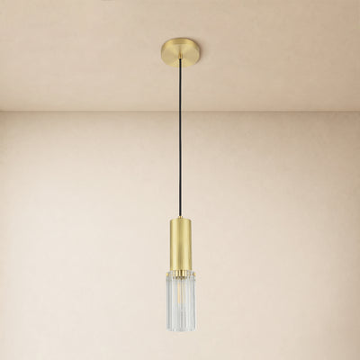 Briar Ribbed Glass Cylinder Pendant 12"H