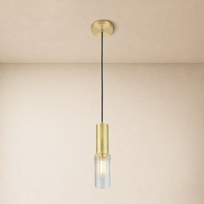 Briar Ribbed Glass Cylinder Pendant 12"H