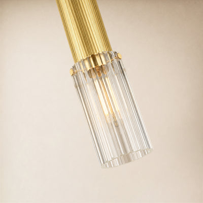 Briar Ribbed Glass Cylinder Pendant 12"H