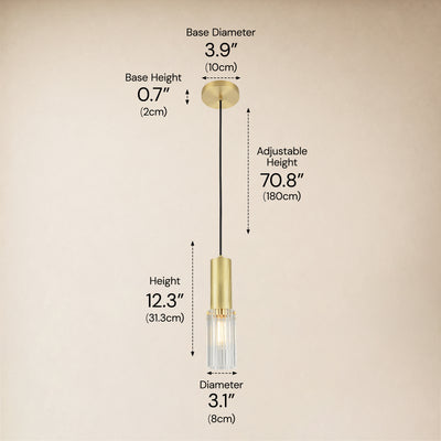 Briar Ribbed Glass Cylinder Pendant 12"H