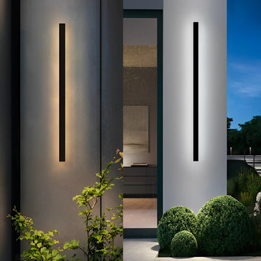 Minimalist Long Linear LED Waterproof Black Modern Solar Wall Sconce Lighting