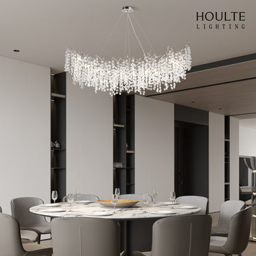Lustre Branches Crystal Rectangular Chandelier 55"L