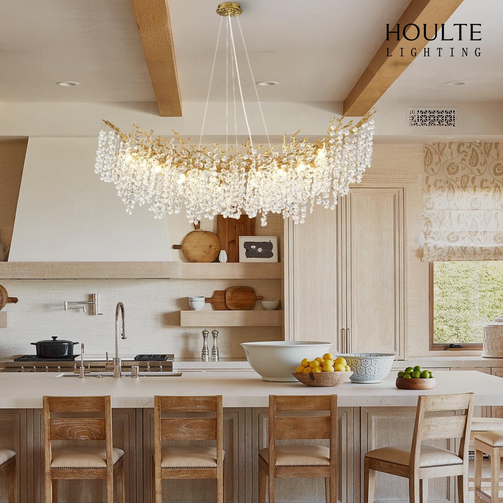 Lustre Branches Crystal Rectangular Chandelier 55"L