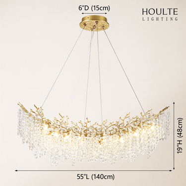 Lustre Branches Crystal Rectangular Chandelier 55"L
