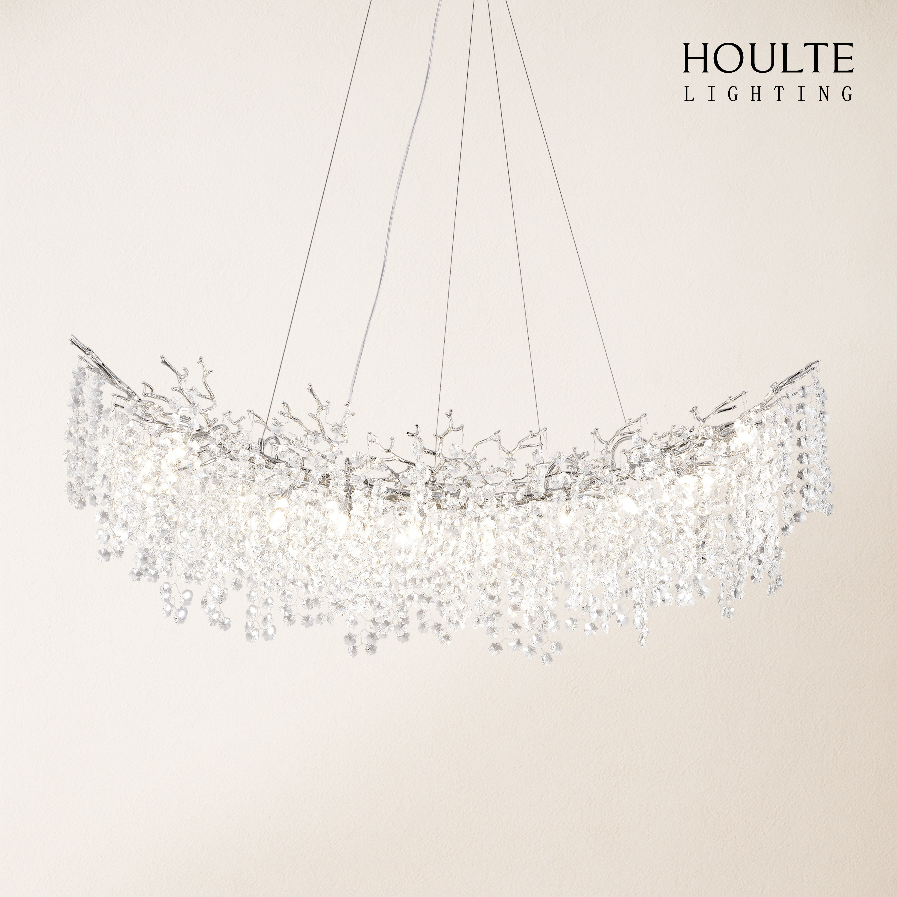 Lustre Branches Crystal Rectangular Chandelier 55"L
