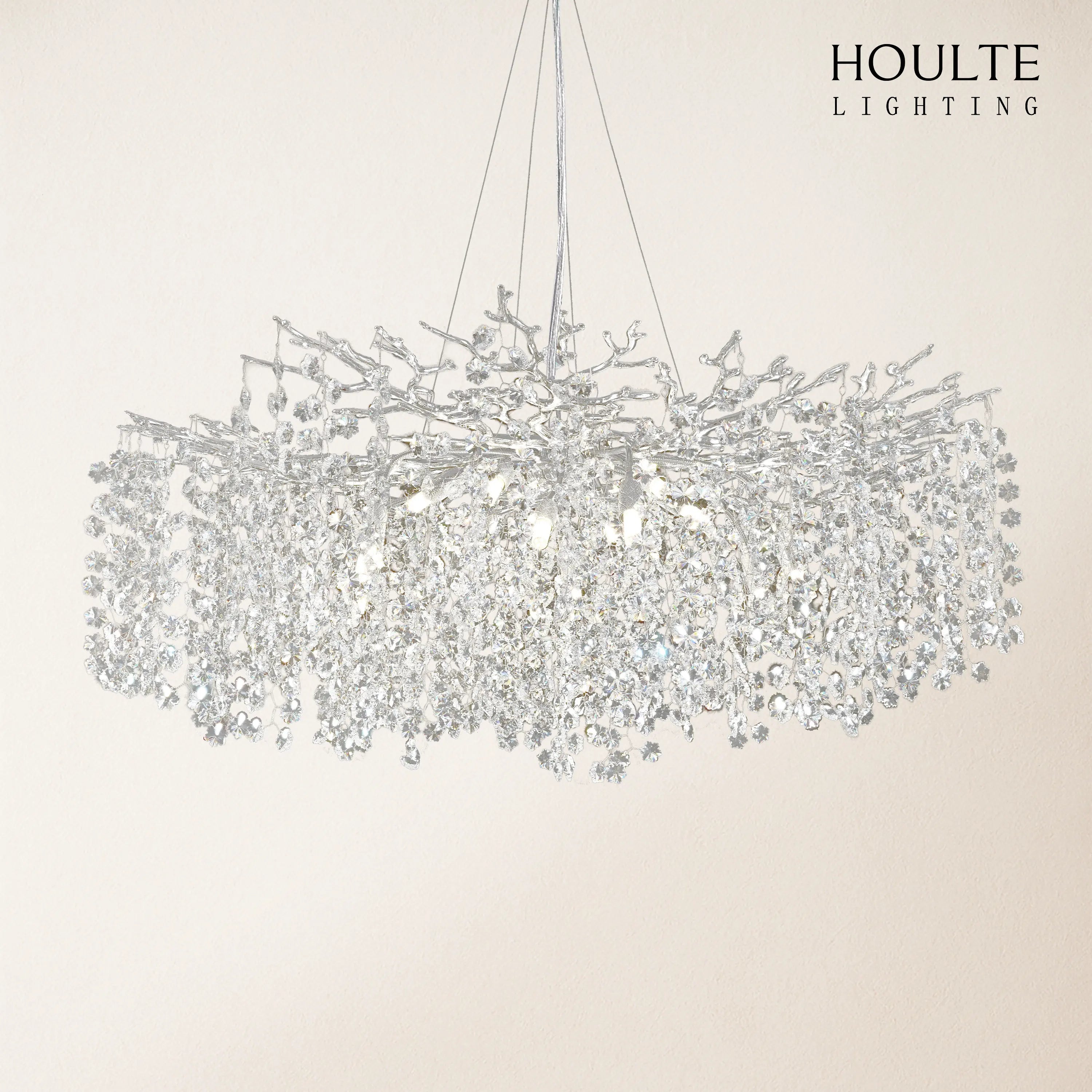 Lustre Branches Crystal Round Chandelier for All Rooms 30"