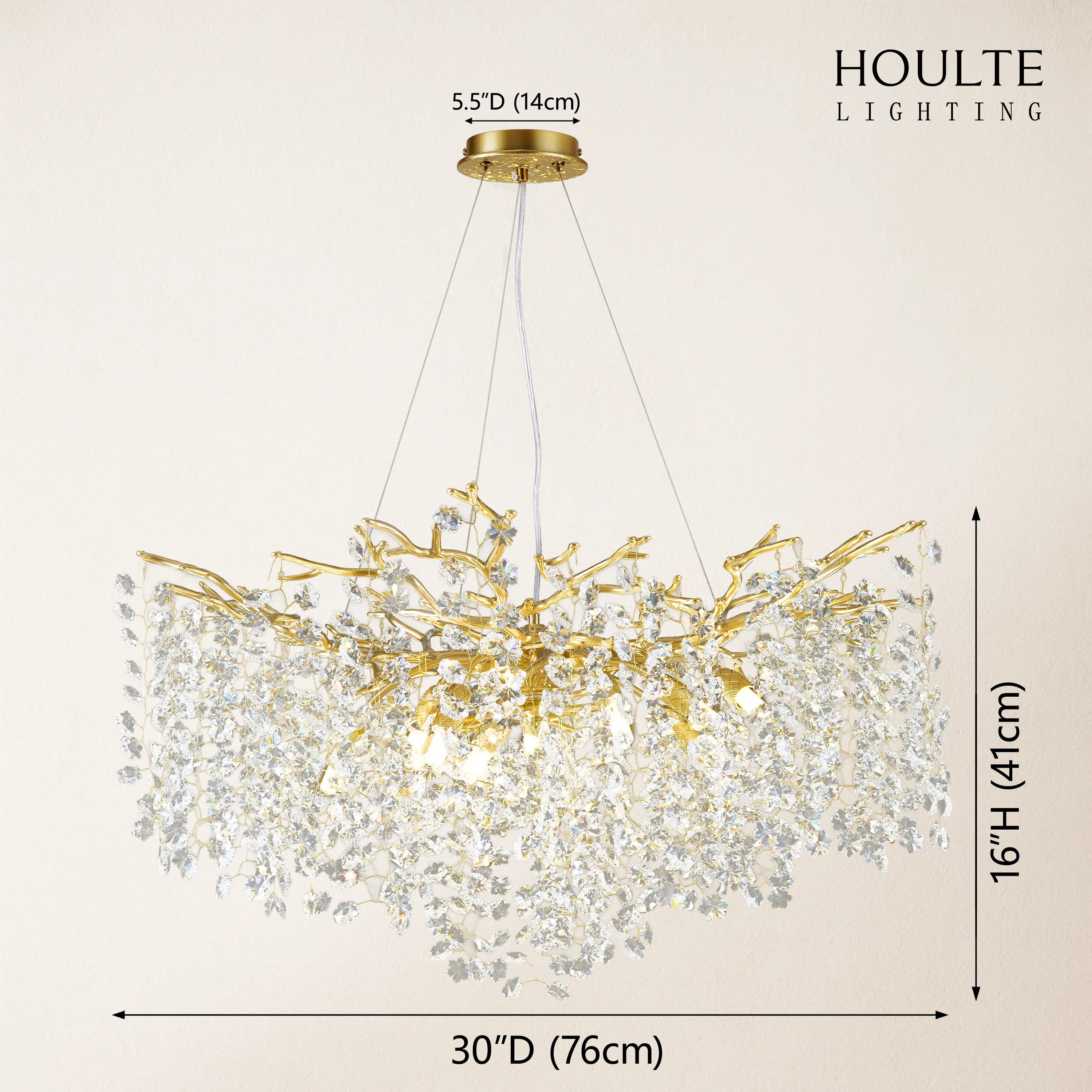 Lustre Branches Crystal Round Chandelier for All Rooms 30"