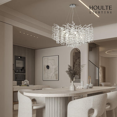 Lustre Branches Crystal Round Chandelier for All Rooms 30"
