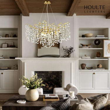 Lustre Branches Crystal Round Chandelier for All Rooms 30"