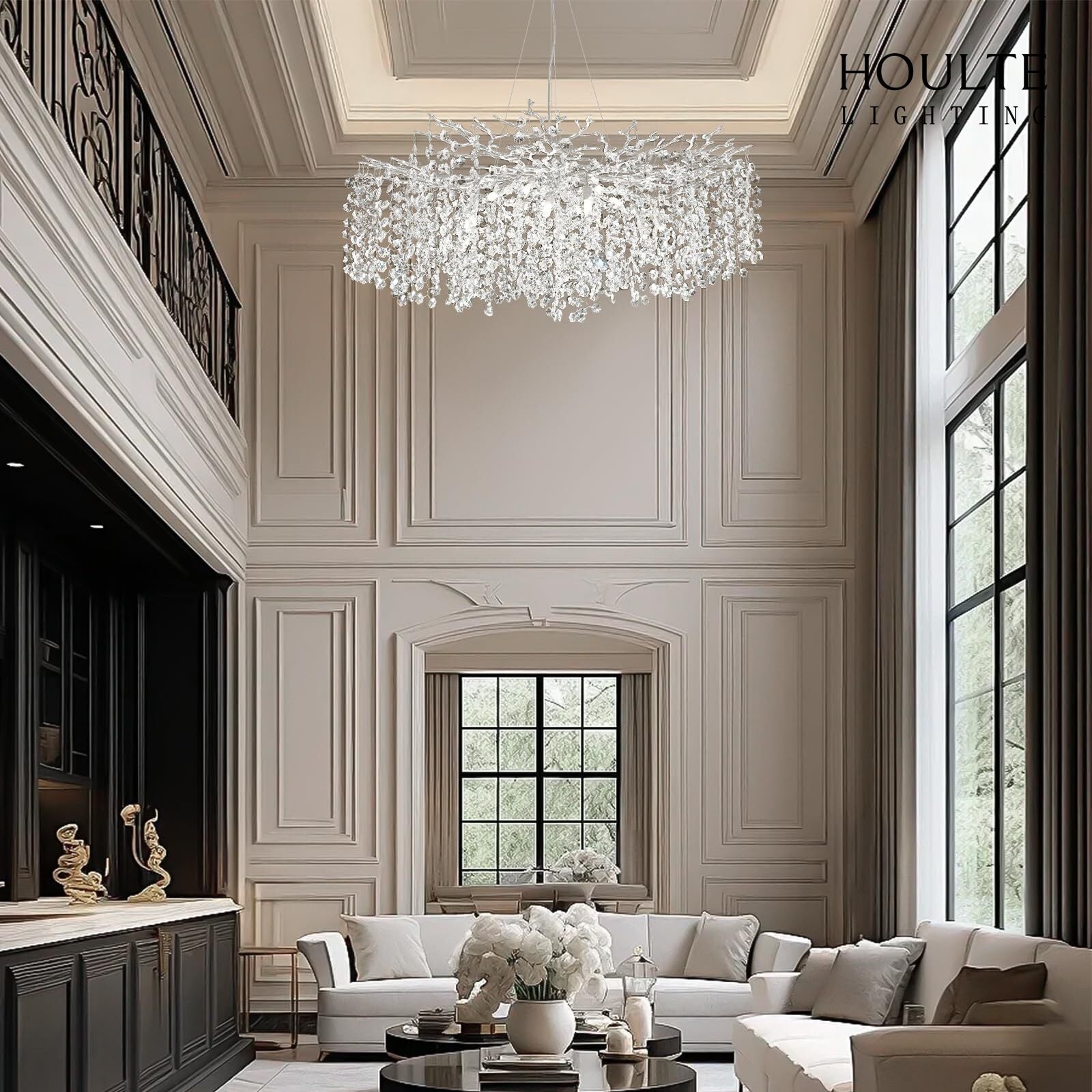 Lustre Branches Crystal Round Chandelier for All Rooms 40"