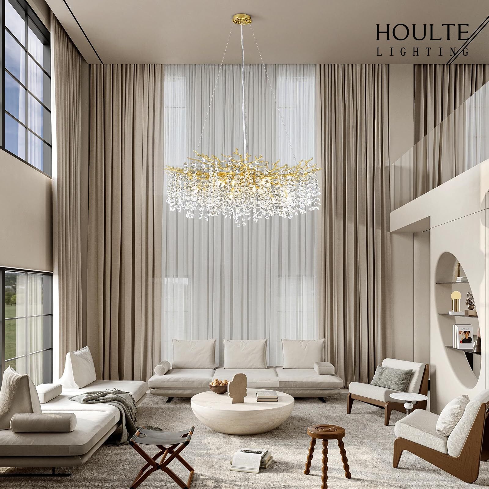 Lustre Branches Crystal Round Chandelier for All Rooms 40"