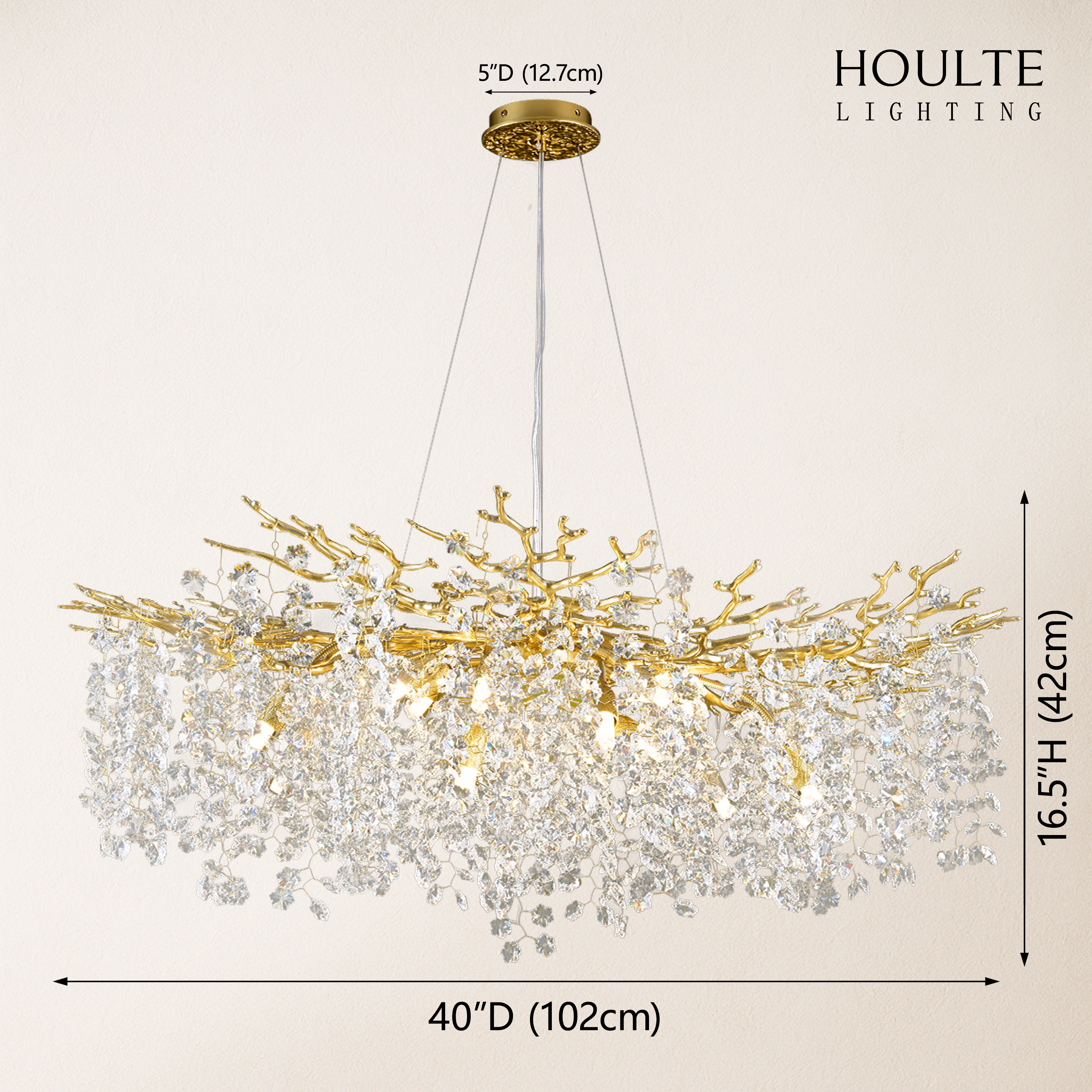 Lustre Branches Crystal Round Chandelier for All Rooms 40"