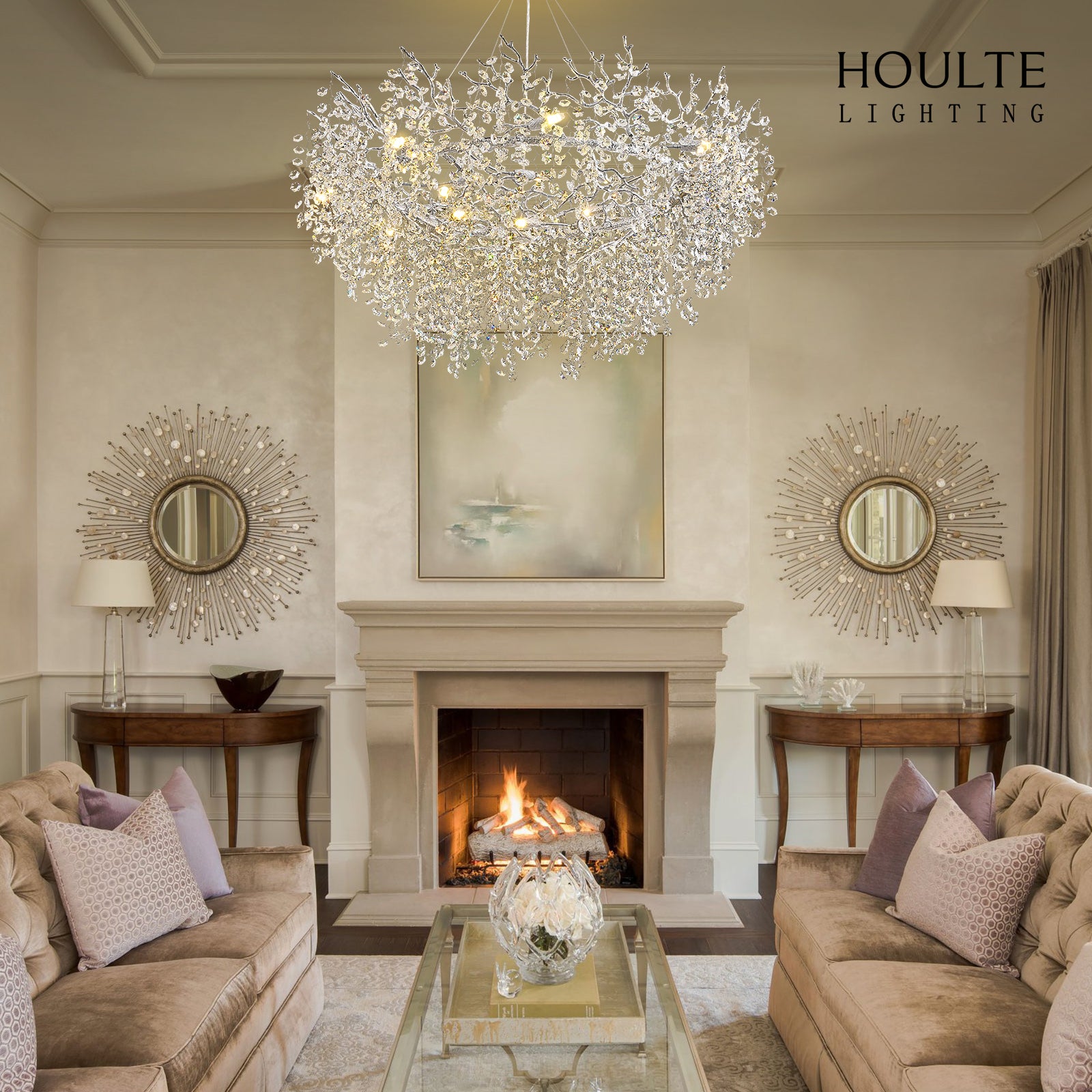 Lustre Branches Halo Chandelier 48"