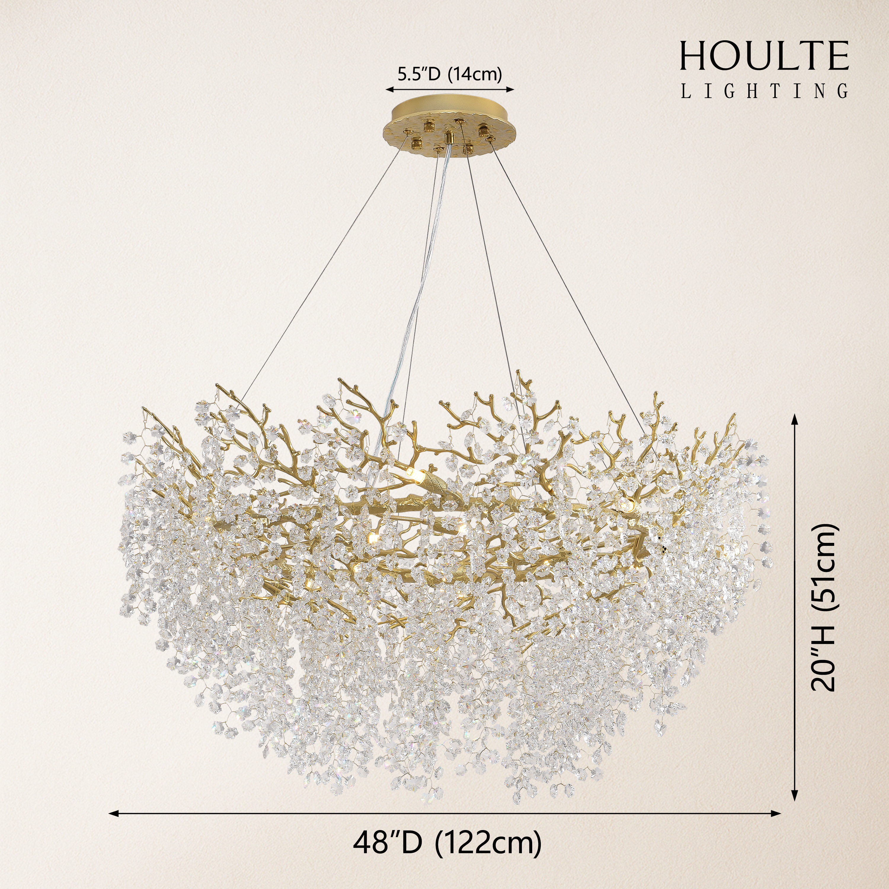 Lustre Branches Halo Chandelier 48"