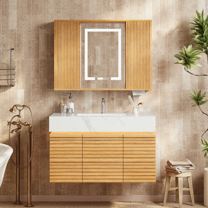 Isla Oak Bathroom Wall Mirror 36"