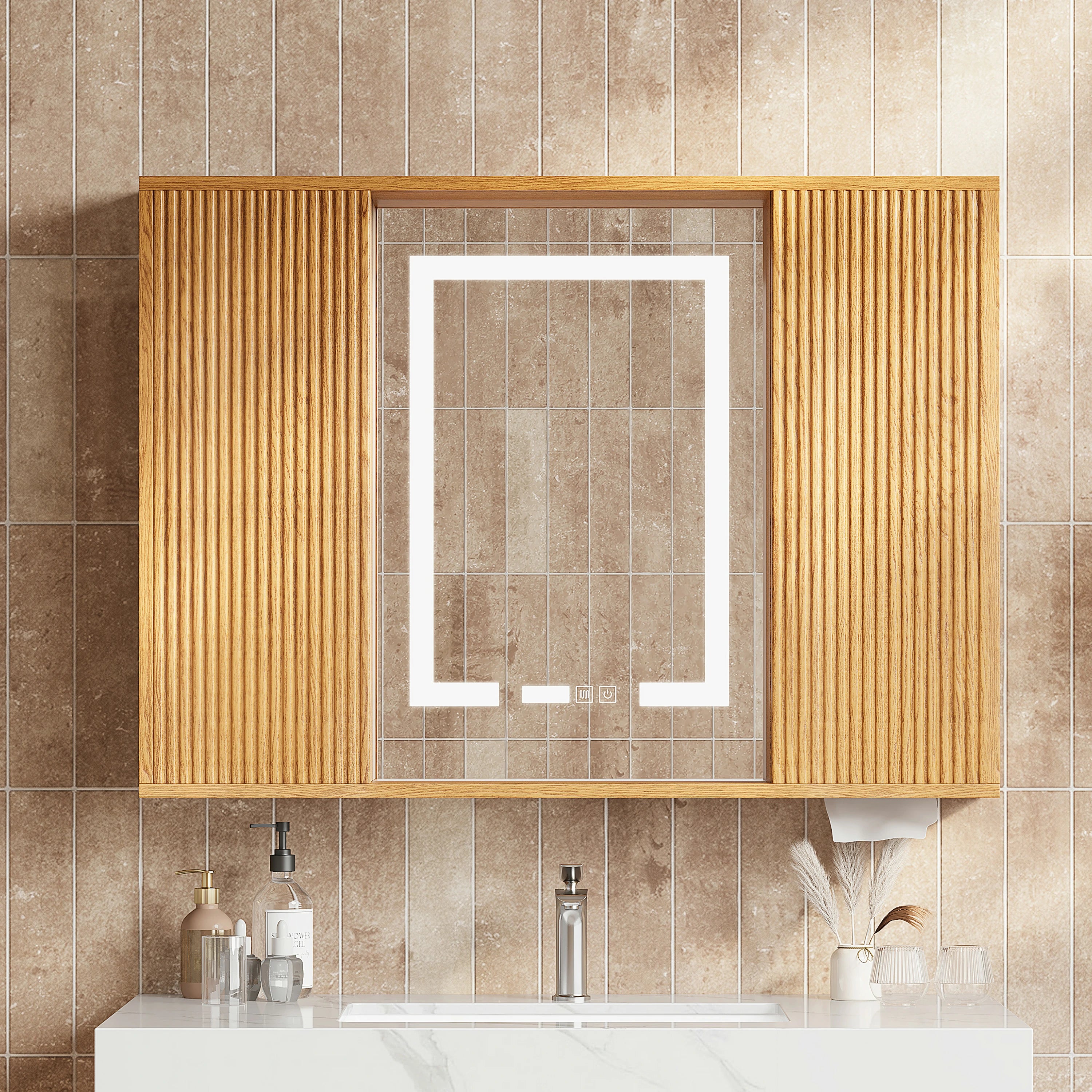 Isla Oak Bathroom Wall Mirror 36"